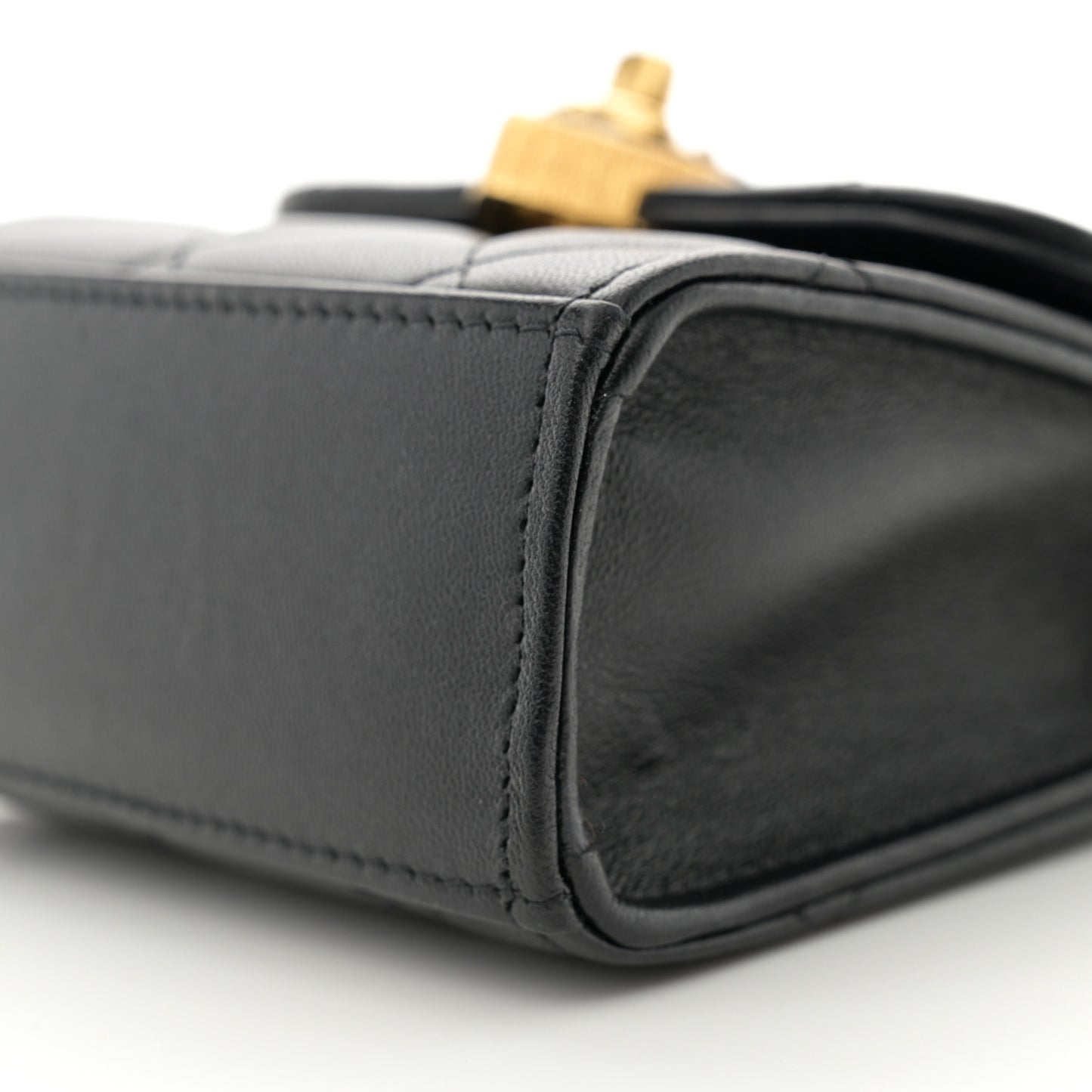 Lambskin Plexiglass Quilted Coco Love Clutch With Chain Black