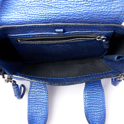 3.1 Phillip Lim Metallic Textured Calfskin Mini Pashli Satchel Electric Blue 5 of 14
