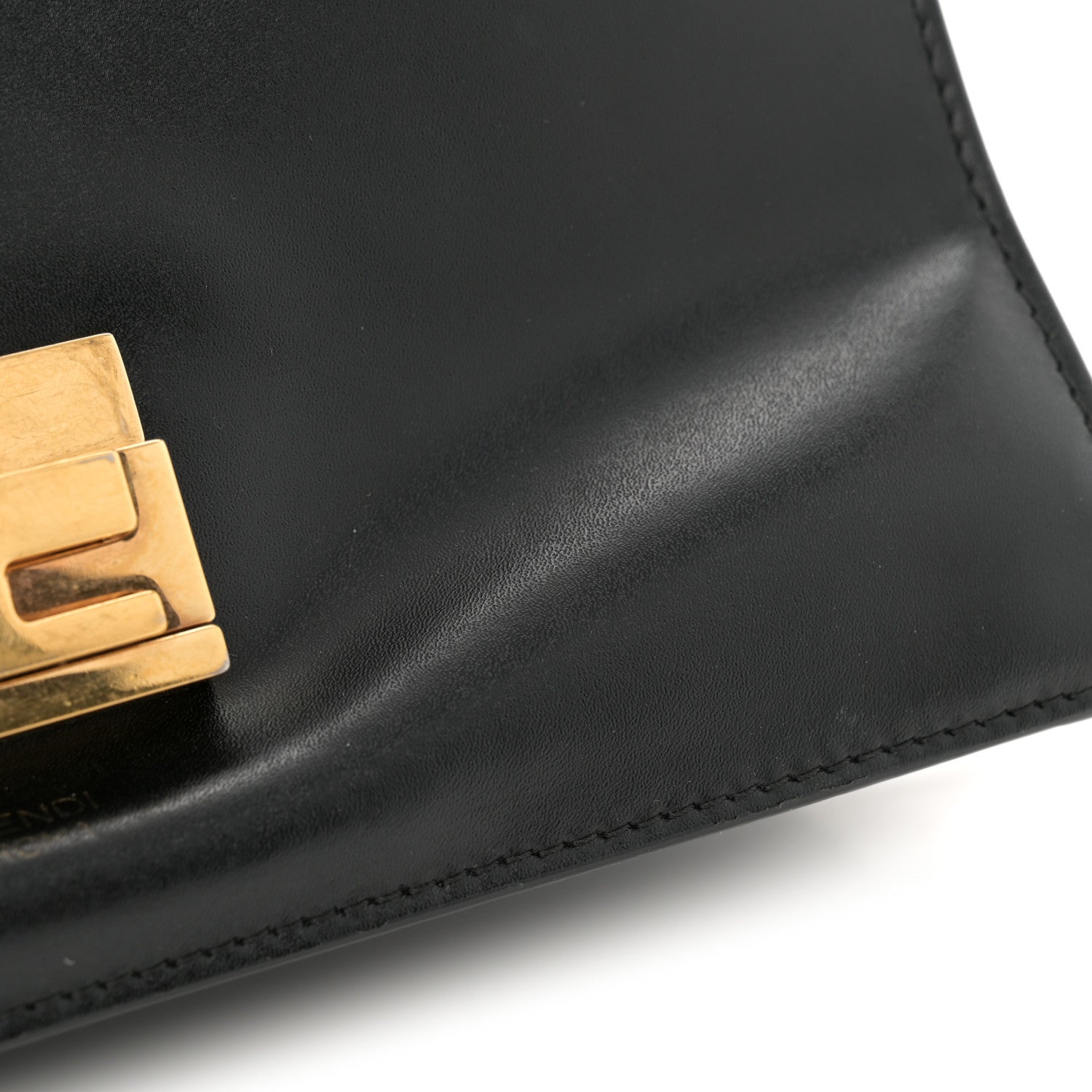 Fendi Vitello Liberty Bi-Color FF 1974 Embossed Chain Strap Kan U Shoulder Bag Black Maya 12 of 16