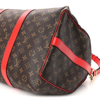 Louis Vuitton Calfskin Monogram Keepall Bandouliere 50 Coquelicot 9 of 9