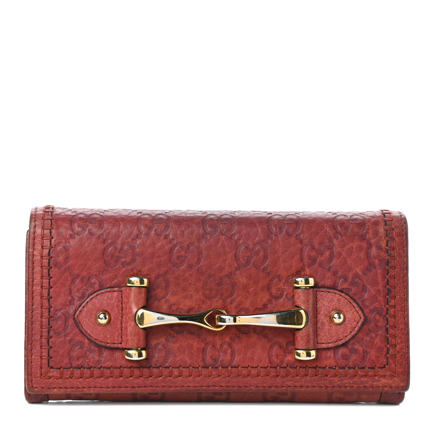 Guccissima Horsebit Continental Wallet Red