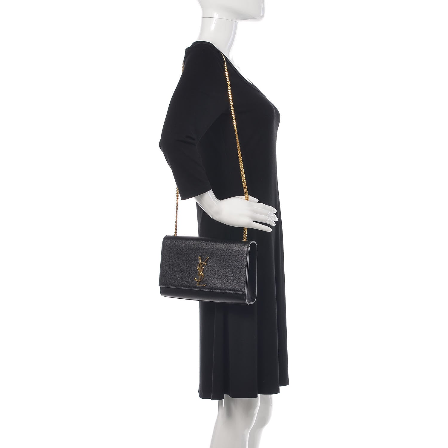 Saint Laurent Grain De Poudre Medium Classic Monogram Kate Satchel Black 2 of 9