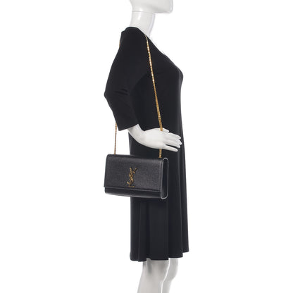 Saint Laurent Grain De Poudre Medium Classic Monogram Kate Satchel Black 2 of 9