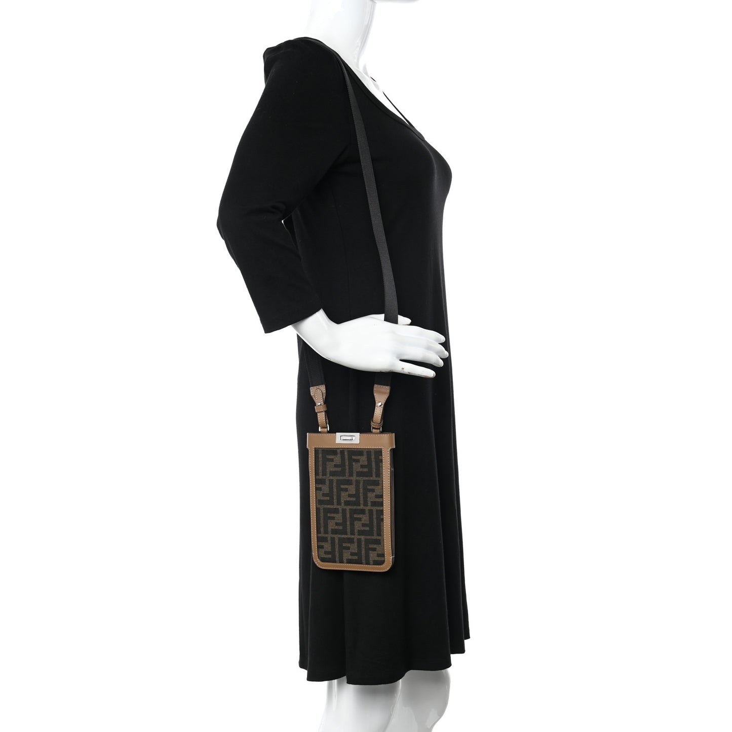 Recycled Fabric Jacquard Vitello King FF 1974 Peekaboo Phone Case Tobacco Moro Sand