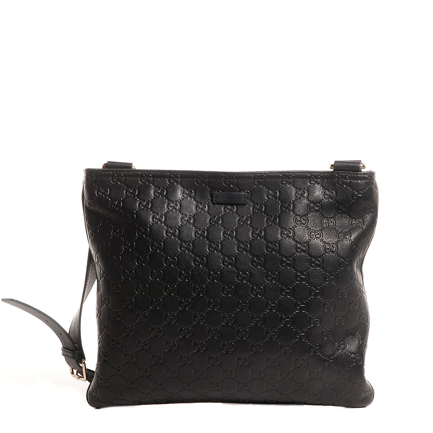 Gucci Guccissima Medium Flat Messenger Bag Black 1 of 8