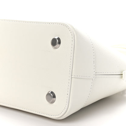 Balenciaga Grained Calfskin Logo S Ville Top Handle Bag White Black 10 of 10