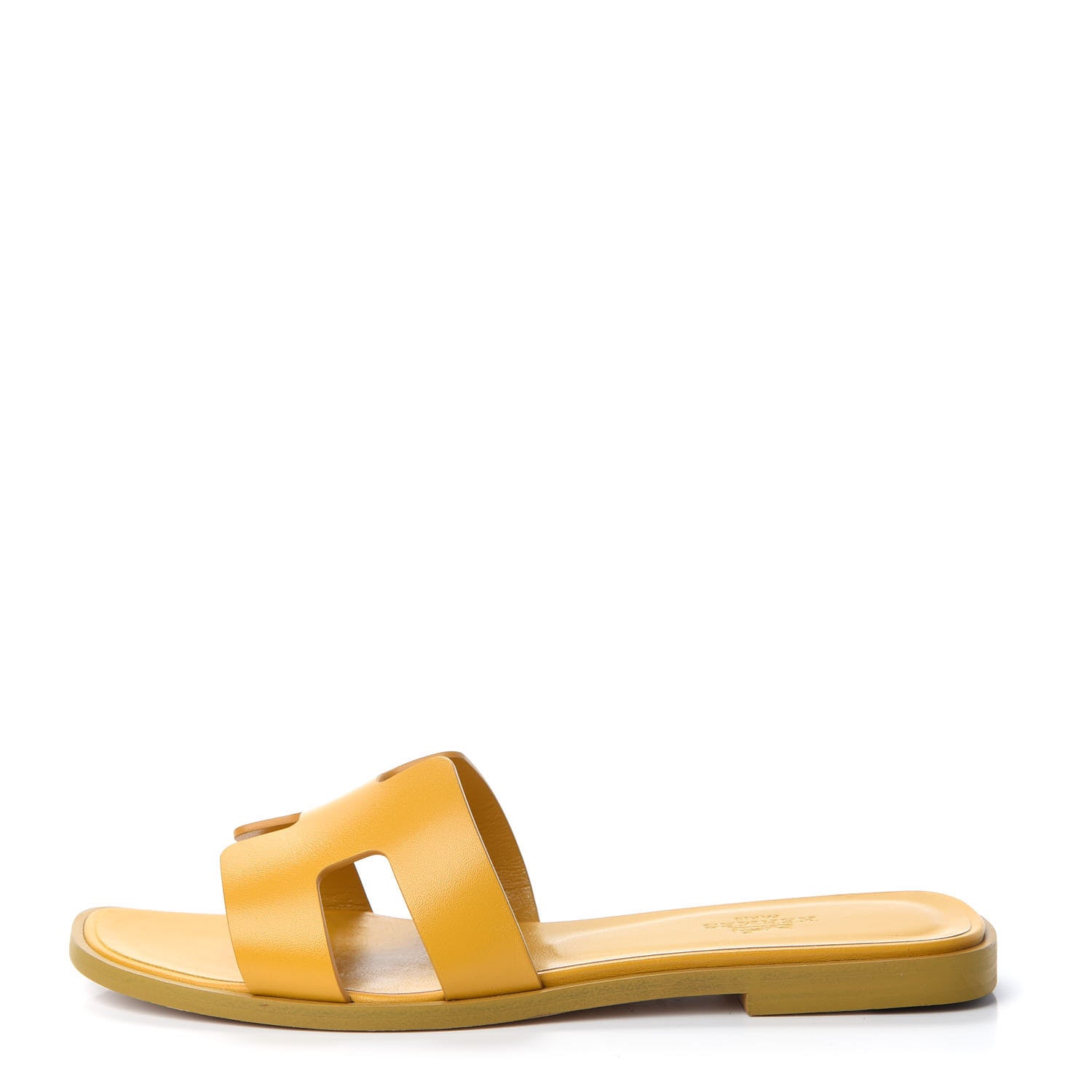 Hermes Calfskin Oran Sandals 37 Ocre Jaune 1 of 10
