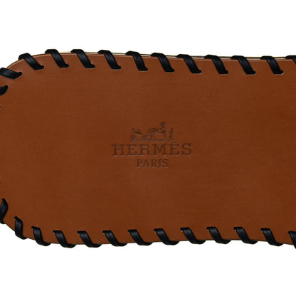 Hermes Box Calfskin Braided Oran Sandals 40 Black 5 of 7