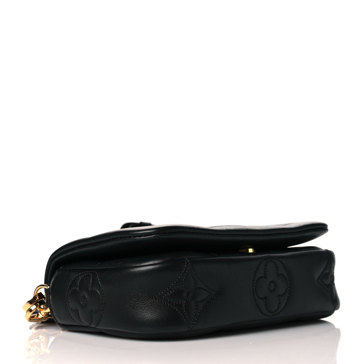 Louis Vuitton Calfskin Bubblegram Wallet On Strap Black 4 of 10