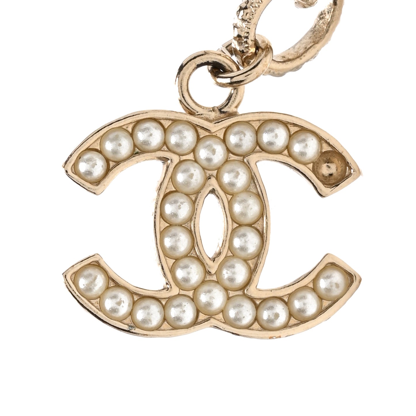 Pearl Crystal CC Logo Belt 85/34 Gold Pearly White