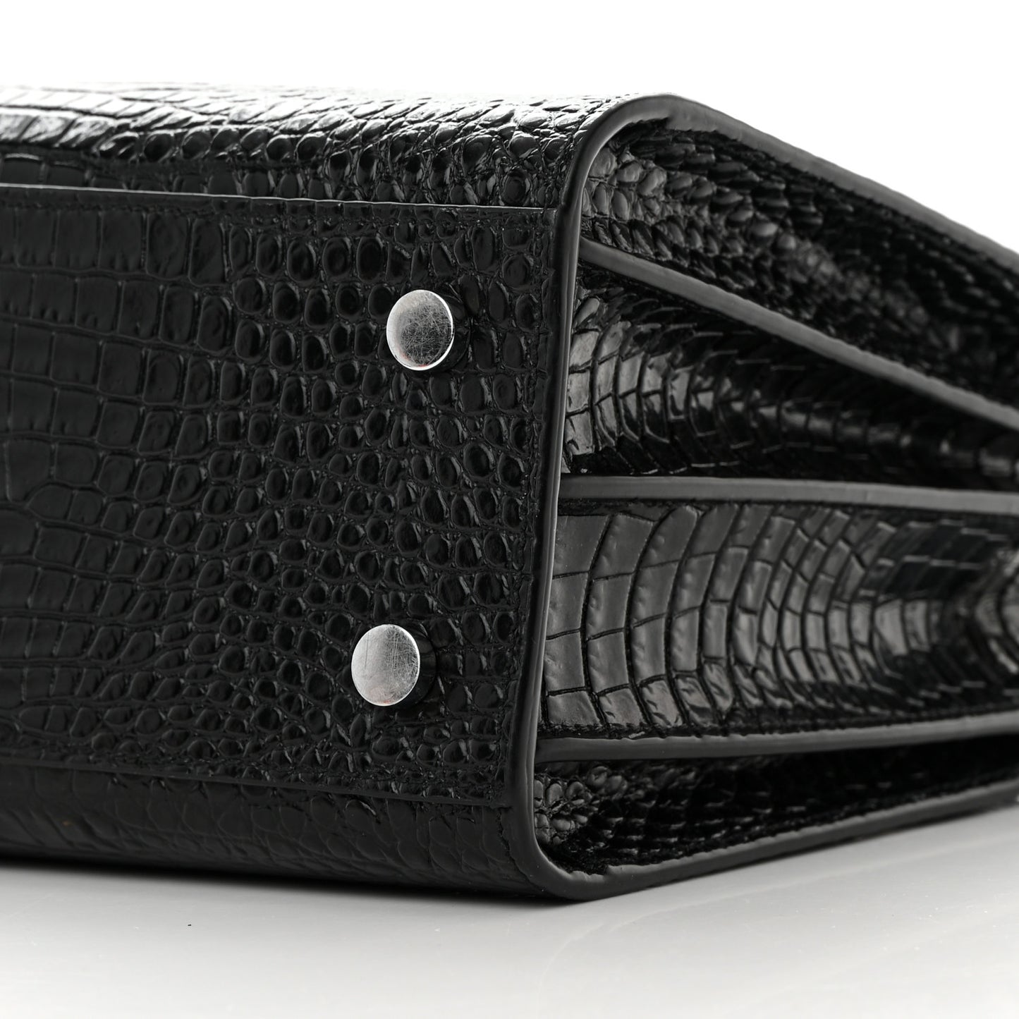 Calfskin Crocodile Embossed Baby Sac De Jour Black