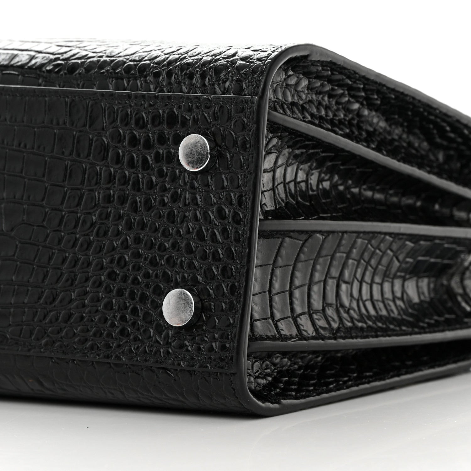 Saint Laurent Calfskin Crocodile Embossed Baby Sac De Jour Black 11 of 20