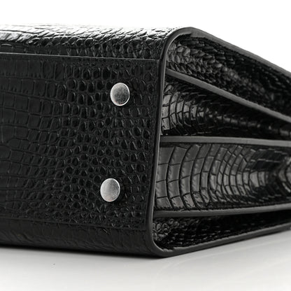 Saint Laurent Calfskin Crocodile Embossed Baby Sac De Jour Black 11 of 20