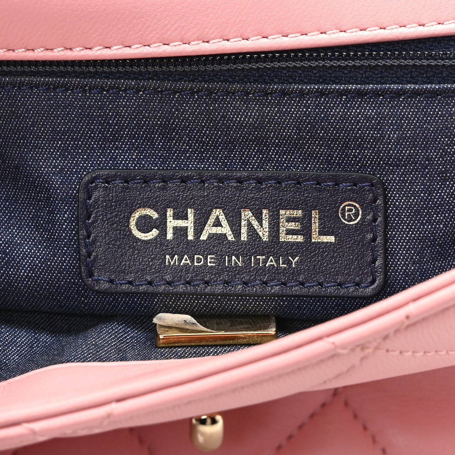 Lambskin Quilted Resin Bi-Color Chain Flap Bag Pink