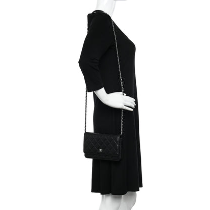 Chanel Lambskin Quilted Wallet On Chain WOC Black 2 of 13