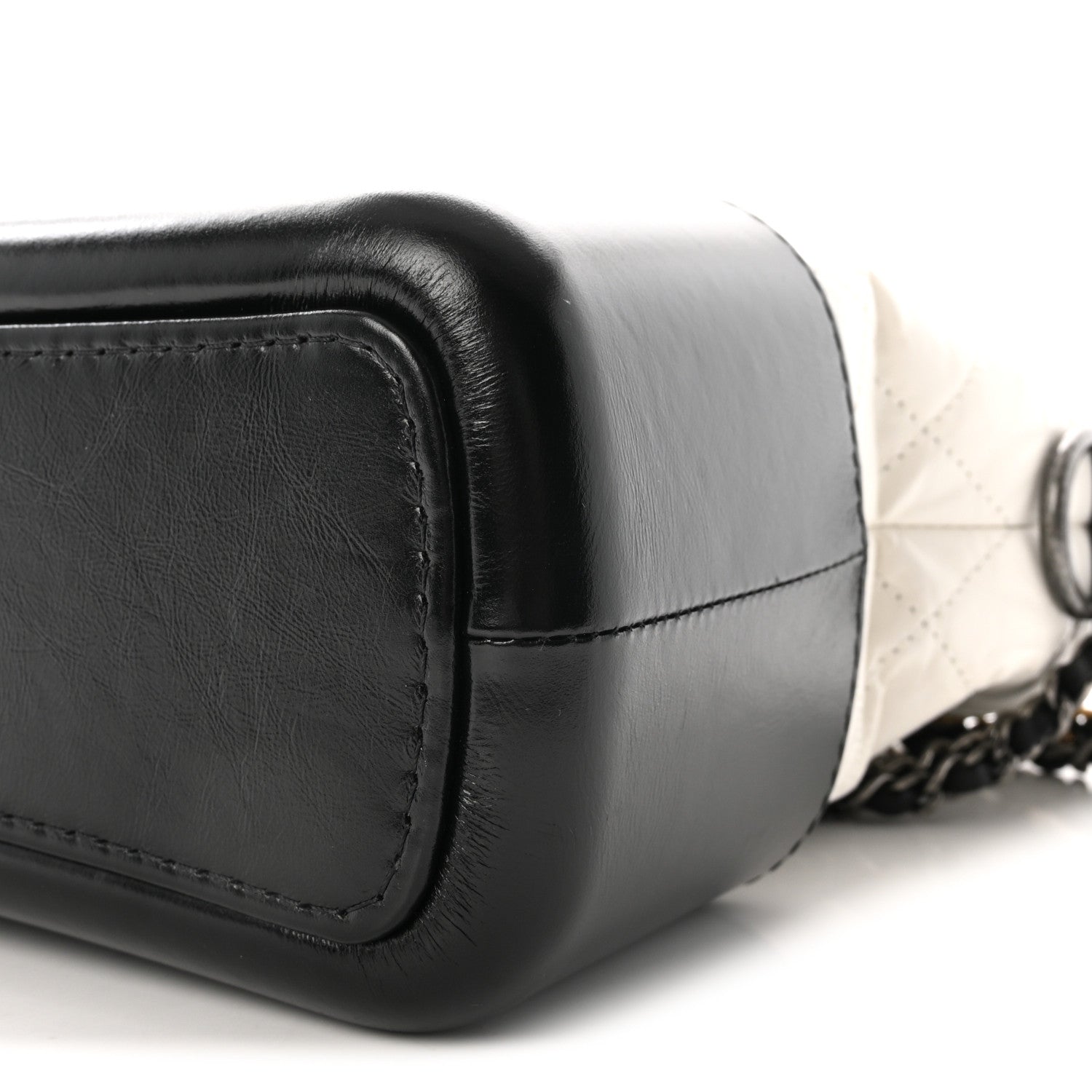 Chanel Aged Calfskin Quilted Medium Gabrielle Hobo Black White 10 of 10