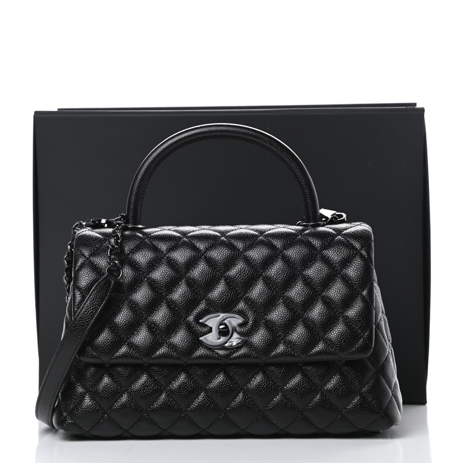 Chanel Caviar Quilted Small Coco Handle Flap So Black 11 of 11