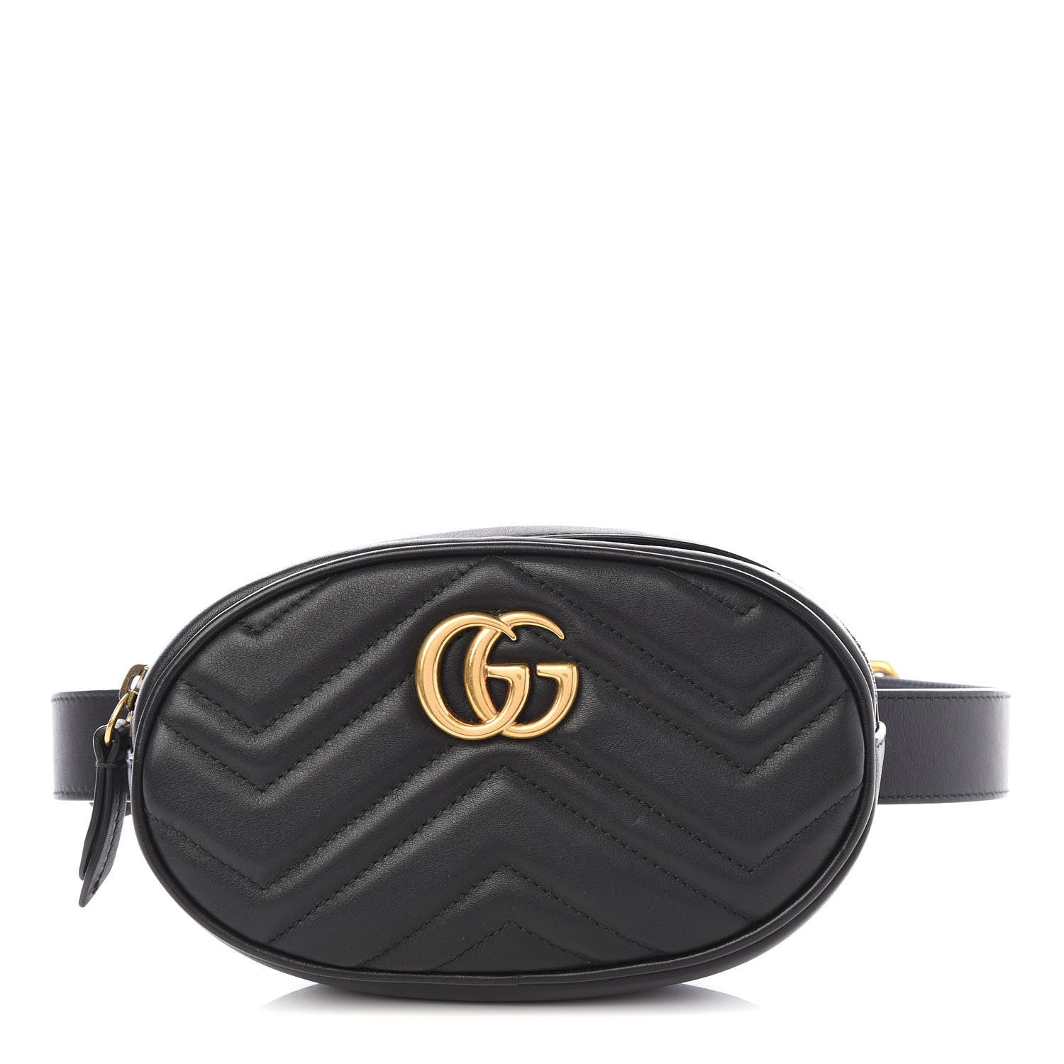 Gucci Calfskin Matelasse GG Marmont Belt Bag 85 34 Black 1 of 9