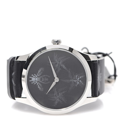 Gucci Stainless Steel Calfskin 38mm G-Timeless Bee Star Hologram Quartz Watch Black 3 of 7