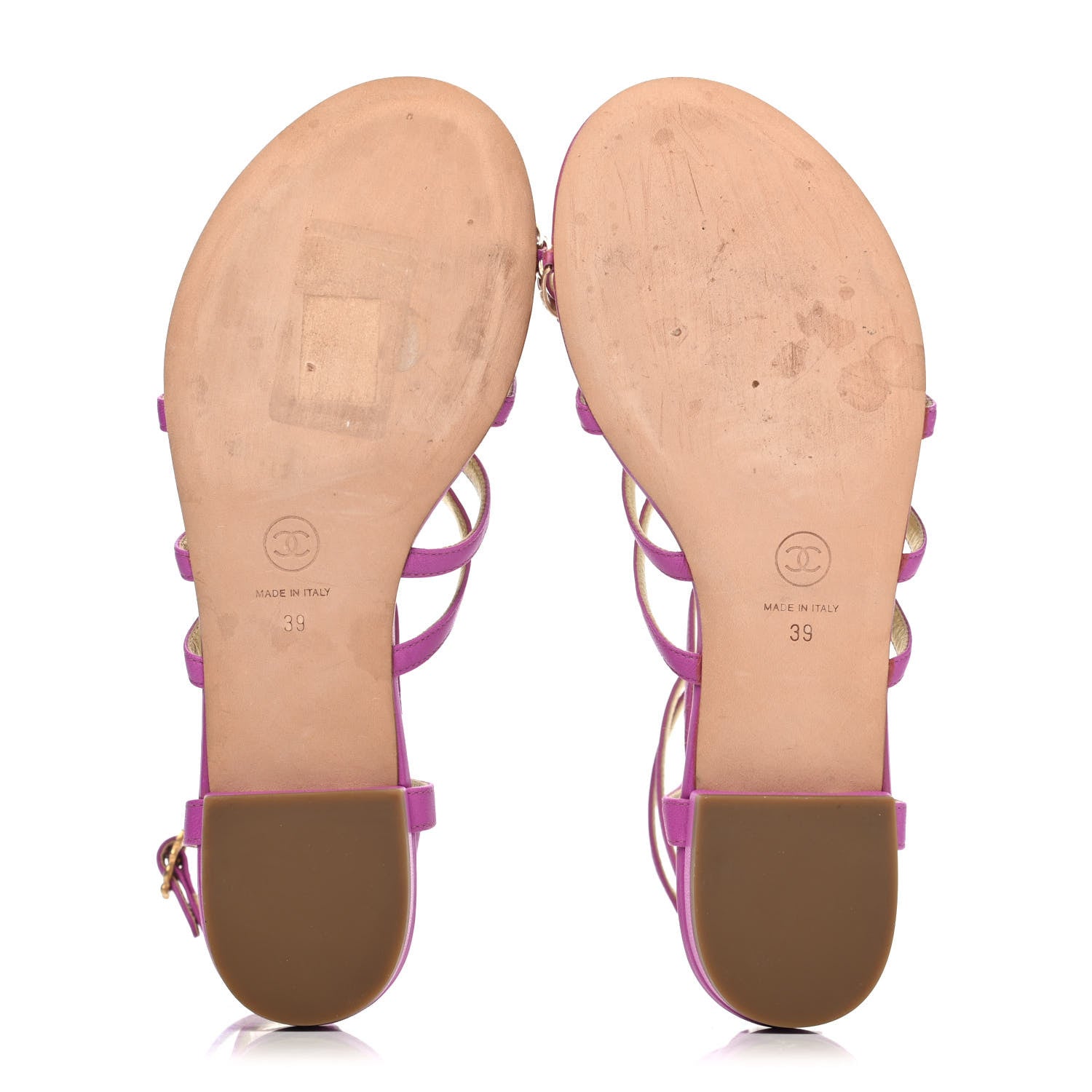 Chanel Lambskin Gripoix Flat Sandals 39 Purple 4 of 4