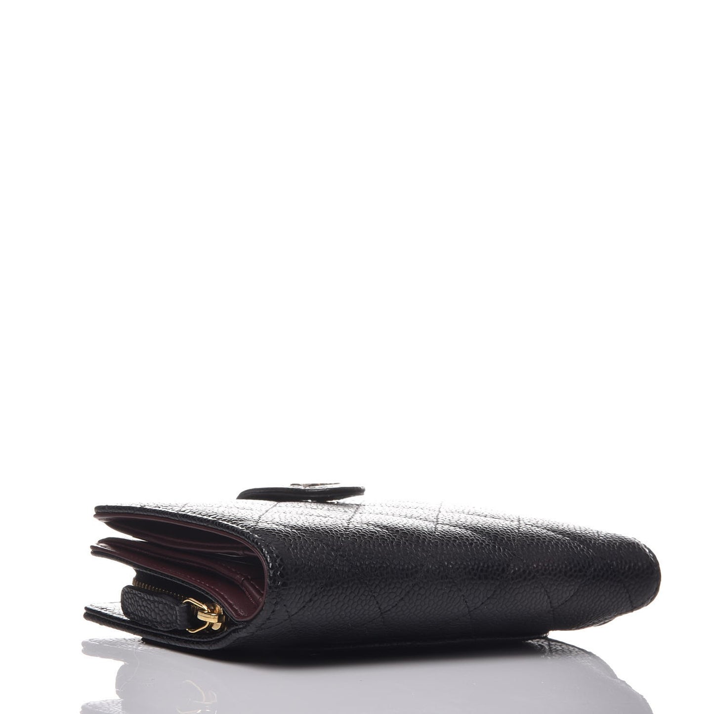 Caviar Quilted Zipped Pocket Wallet Black