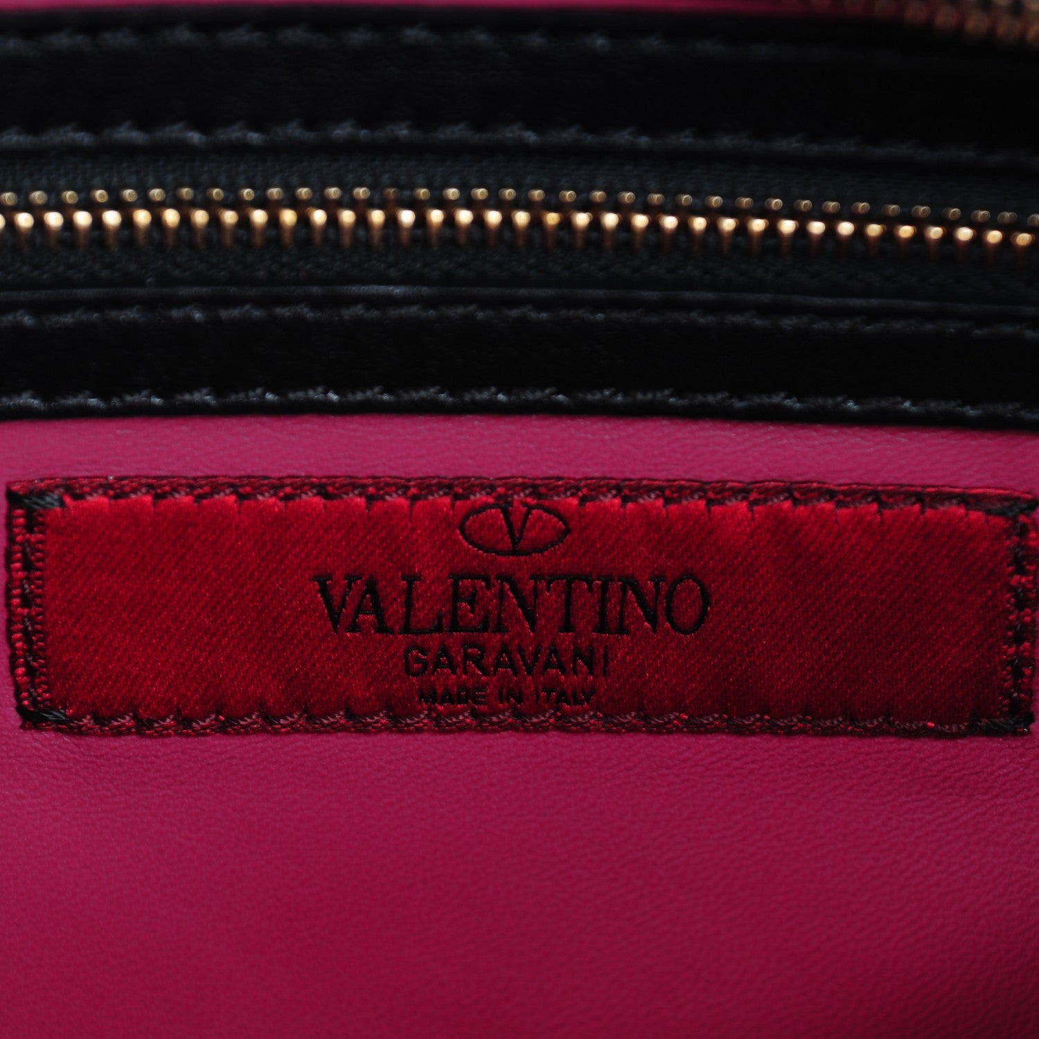 Valentino Garavani Vitello Bi-Color Small Rockstud Double Handle Tote Fuxia Black 7 of 8
