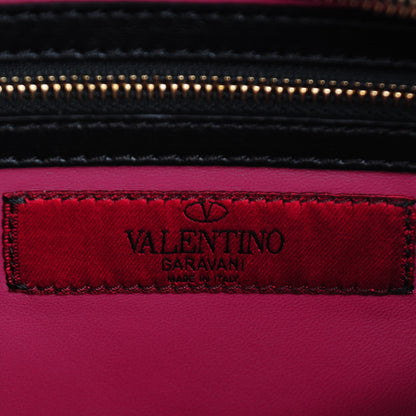 Valentino Garavani Vitello Bi-Color Small Rockstud Double Handle Tote Fuxia Black 7 of 8