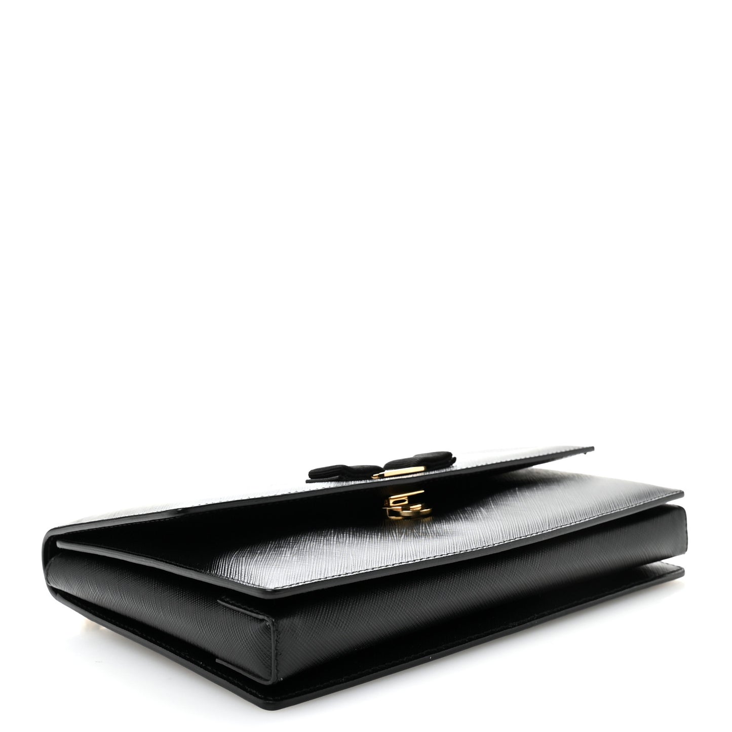 Printed Calfskin Vara Bow Chain Flap Crossbody Black