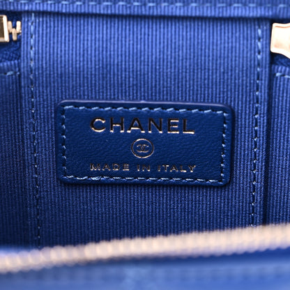 Chanel Lambskin Quilted Top Handle Mini Vanity Case With Chain Blue 6 of 10