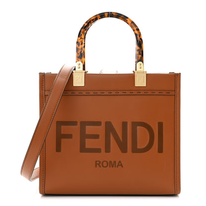 Fendi Vitello King Plexiglass Logo Embossed Small Fendi Sunshine Shopper Tote Cuoio 1 of 9