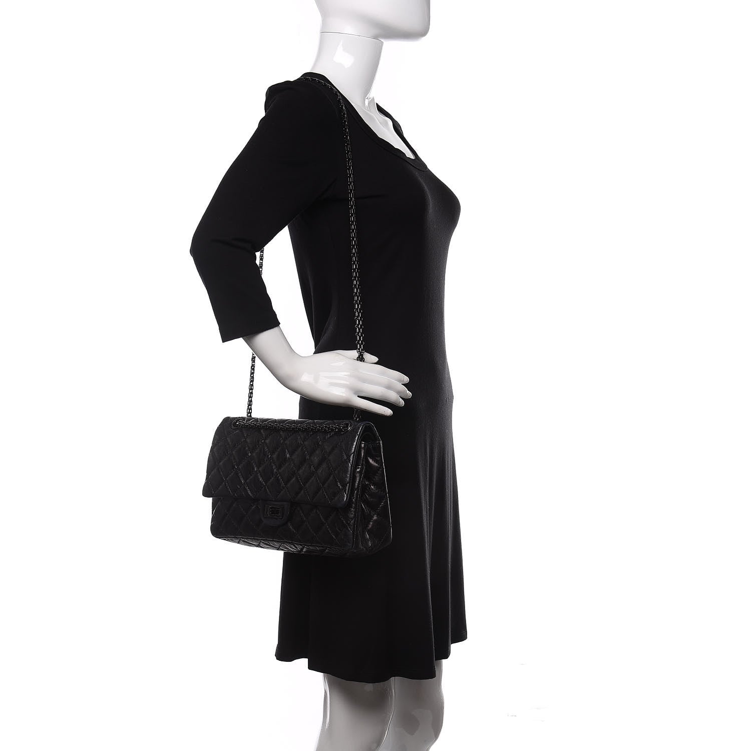 Chanel Aged Calfskin Quilted 2.55 Reissue 226 Flap So Black 2 of 16
