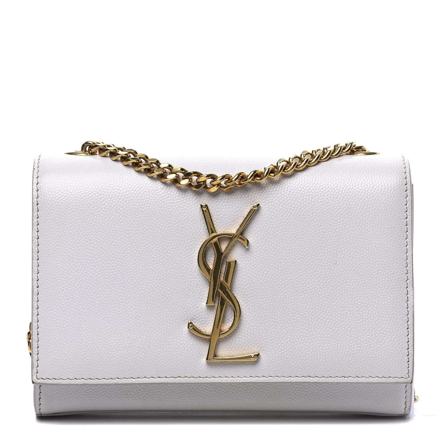 Saint Laurent Grain De Poudre Small Monogram Kate Satchel Optical White 1 of 9