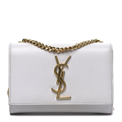 Saint Laurent Grain De Poudre Small Monogram Kate Satchel Optical White 1 of 9