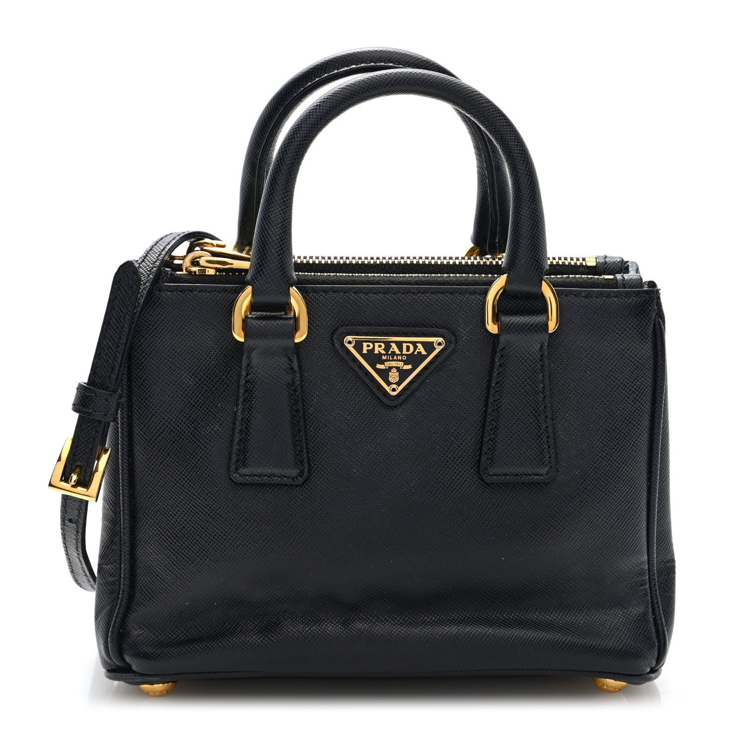 Prada Saffiano Micro Galleria Double Zip Tote Black 1 of 9