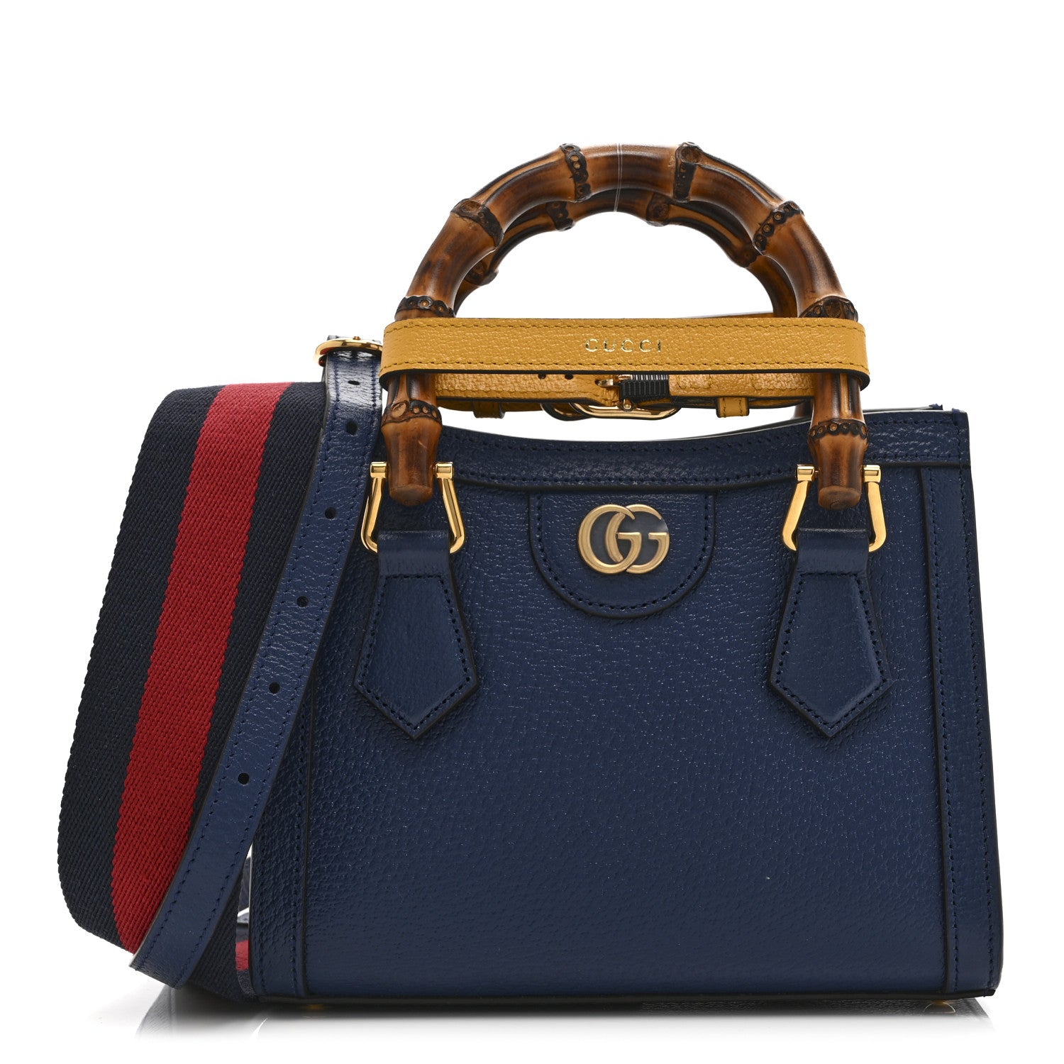 Gucci Textured Dollar Calfskin Web Mini Diana Tote Bag Royal Crop 1 of 11