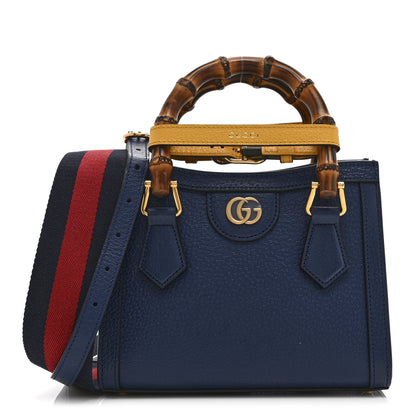 Gucci Textured Dollar Calfskin Web Mini Diana Tote Bag Royal Crop 1 of 11