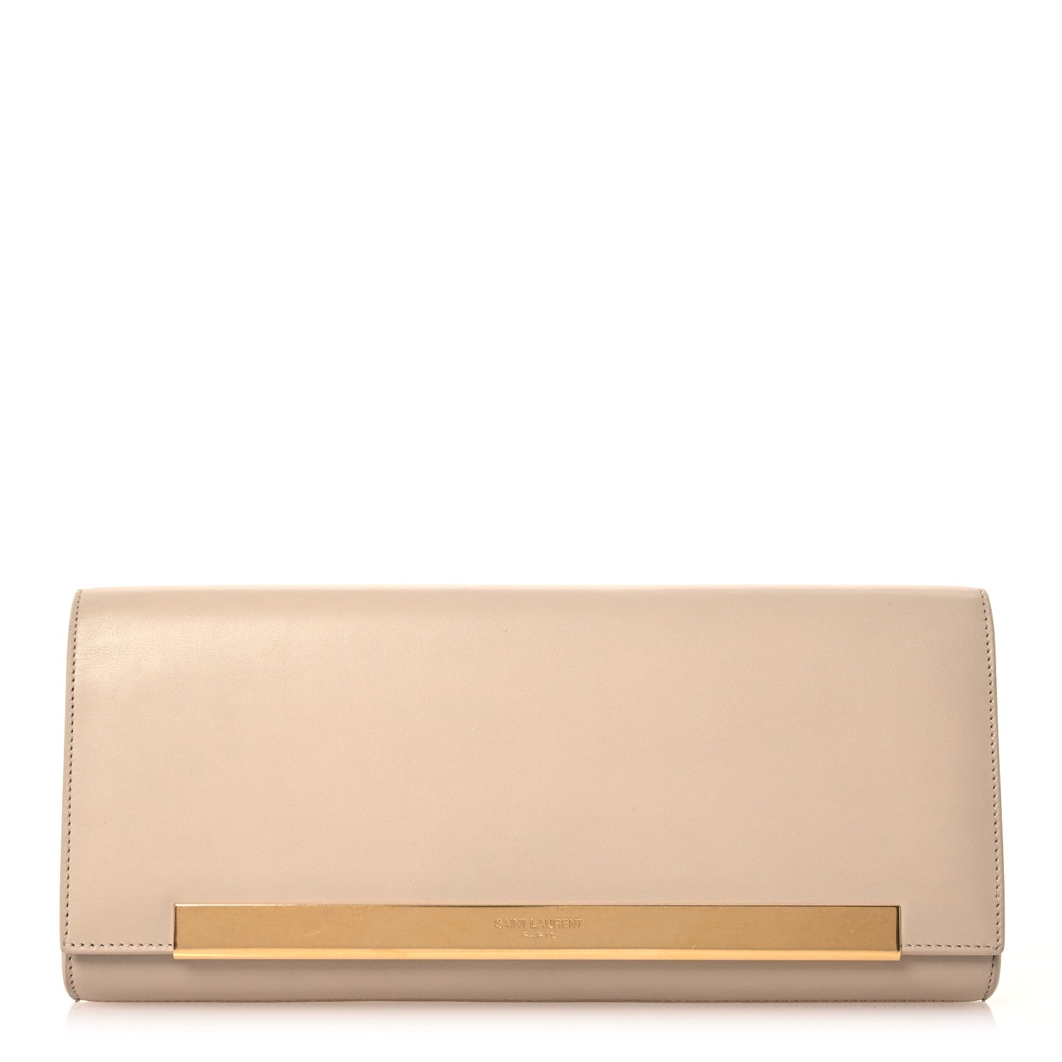 Saint Laurent Patent Grain de Poudre Lutetia Flap Clutch Beige 1 of 13