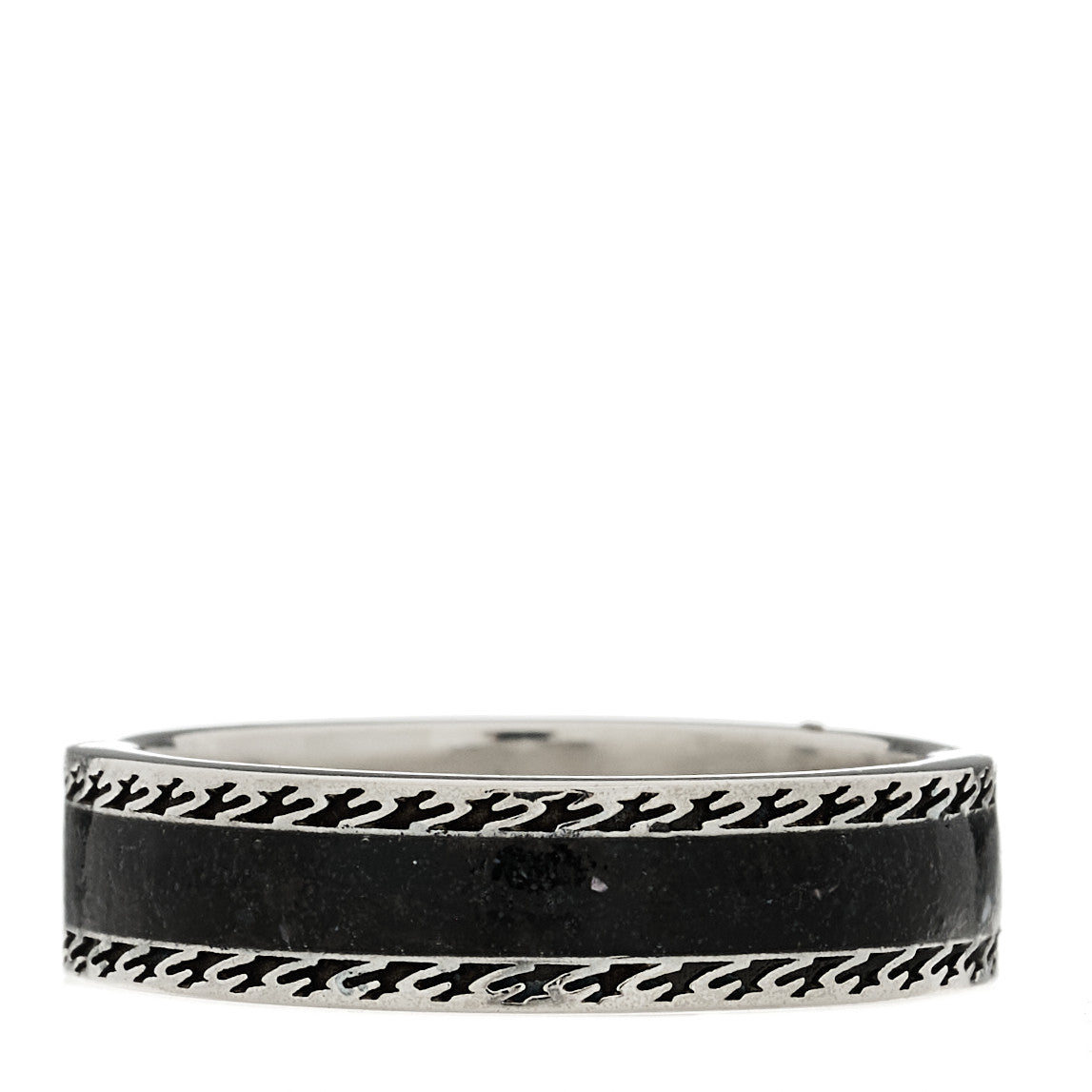 Gucci Sterling Silver Enamel Interlocking G Band Ring 65 11 Black 3 of 6