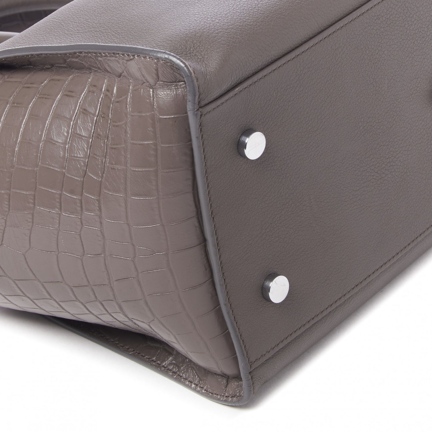 Smooth Calfskin Crocodile Embossed Small Monogram Downtown Cabas Earth