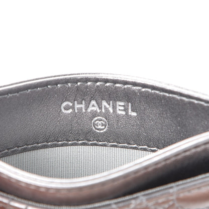 Chanel Metallic Lambskin Camellia Embossed Card Holder Silver 6 of 8