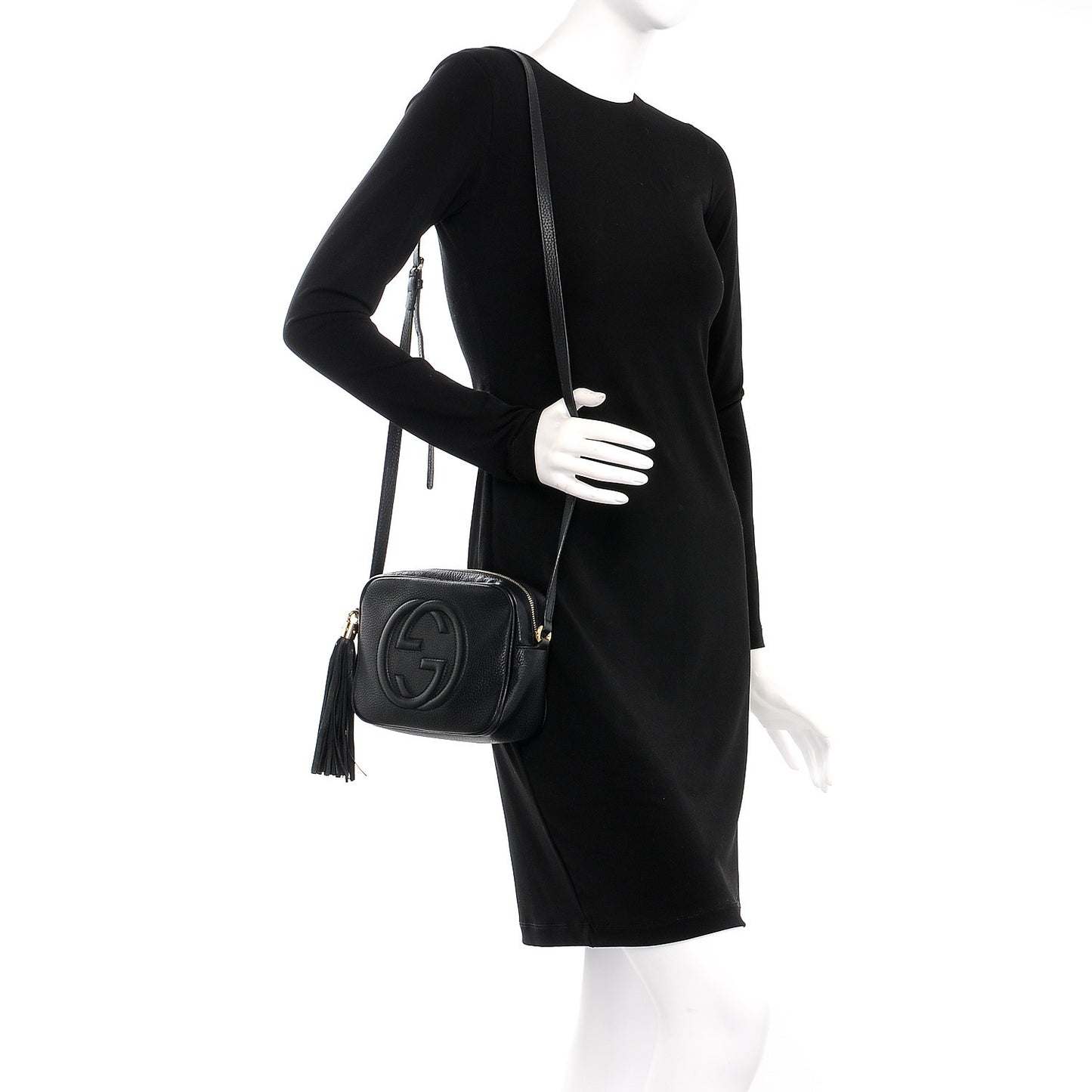 Pebbled Calfskin Small Soho Disco Bag Black