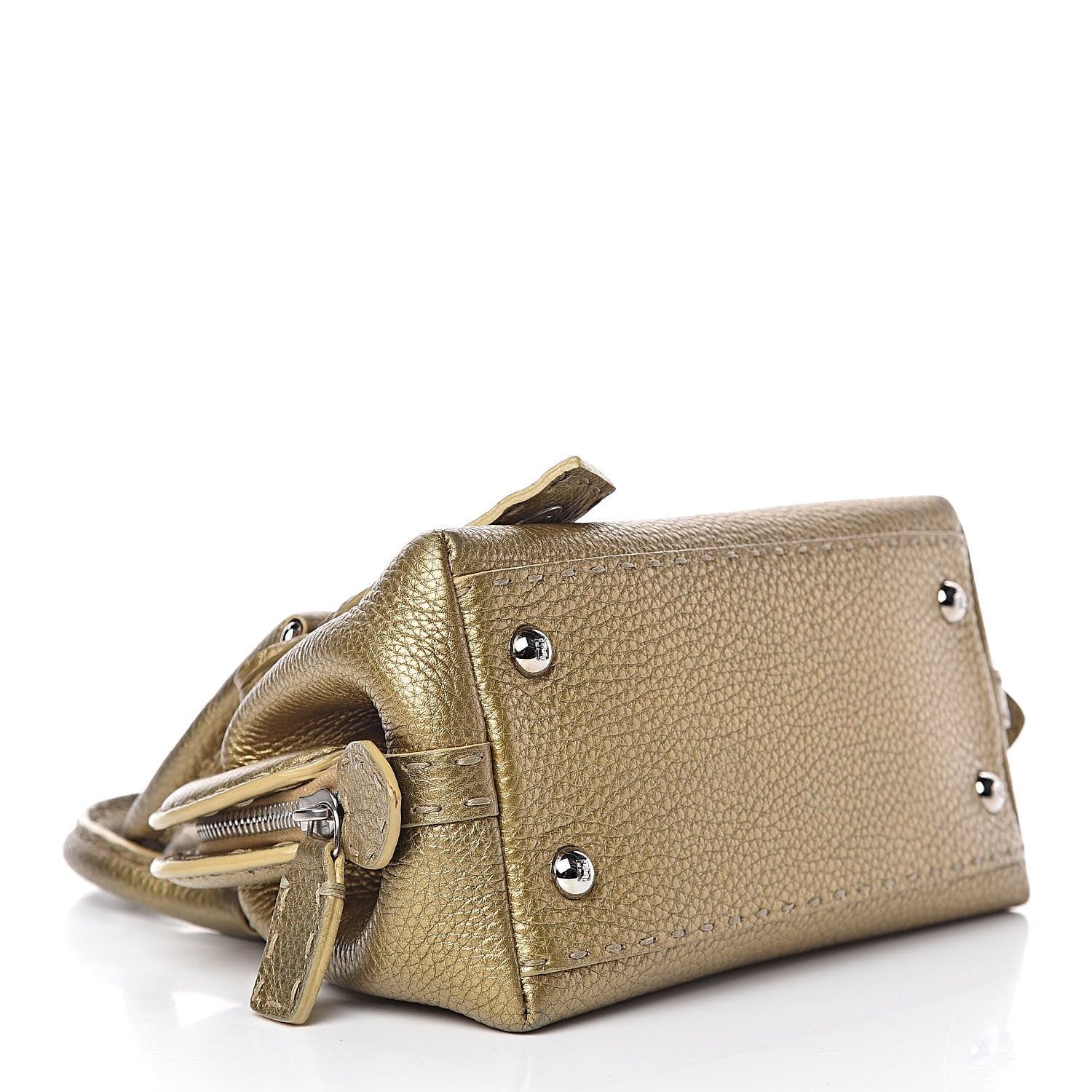 Fendi Calfskin Romano Selleria Mini Adele 1328 Bag Gold 4 of 9