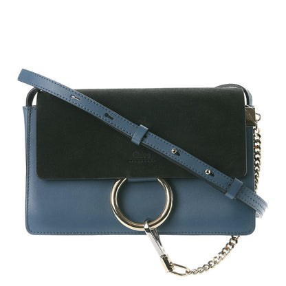 Chloe Suede Calfskin Small Faye Shoulder Bag Summer Blue Intense Green 1 of 8