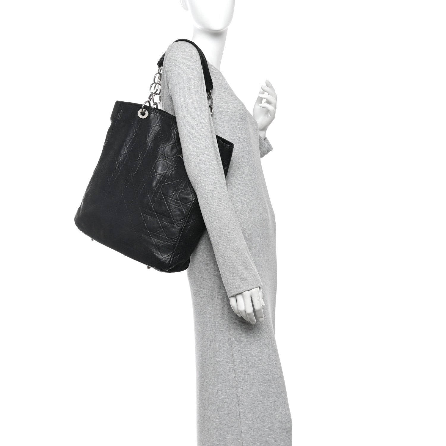 Christian Dior Lambskin Cannage Large Soft Lady Dior Shopping Tote Black 2 of 15