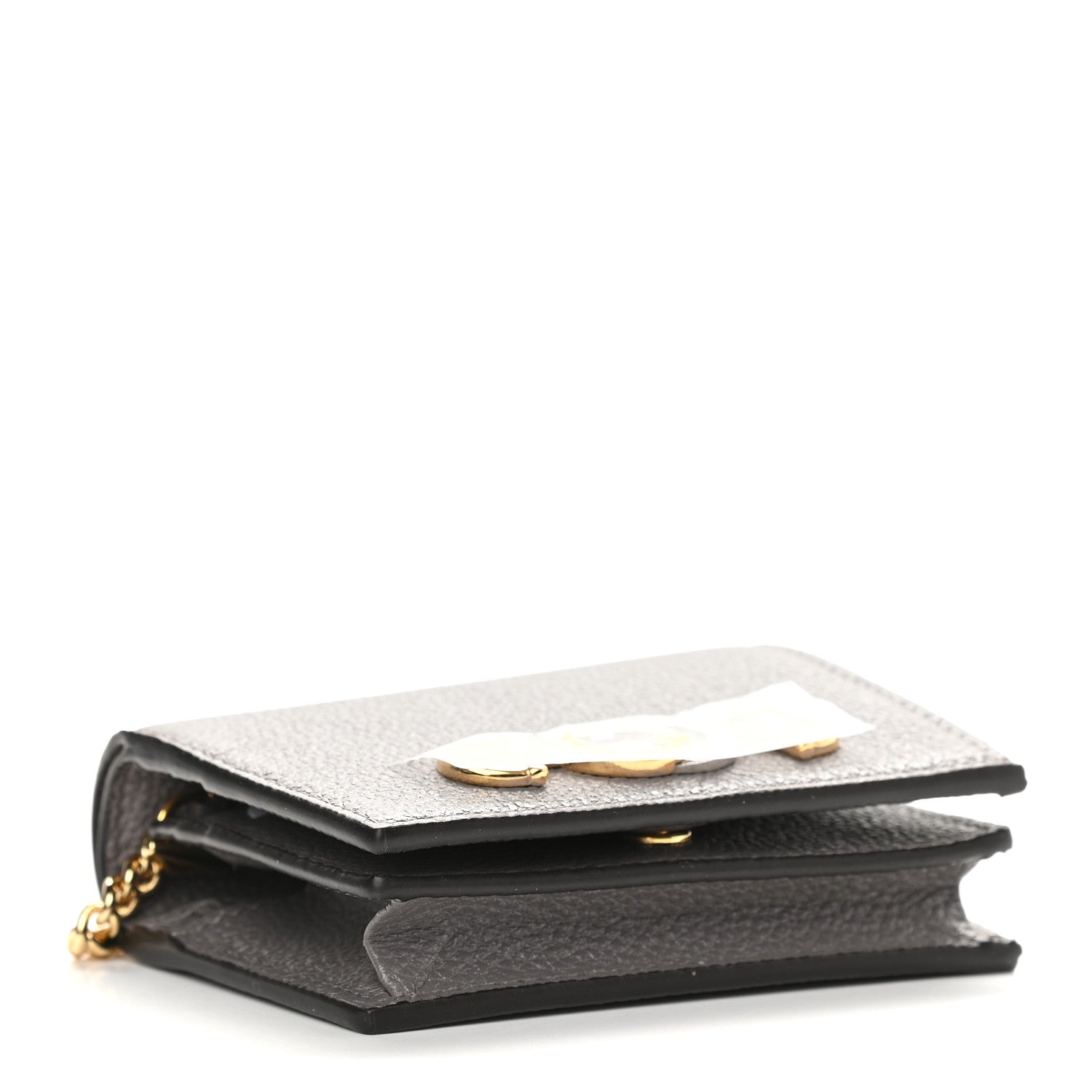 Gucci Grainy Calfskin Zumi Chain Card Case Wallet Dusty Grey 4 of 8