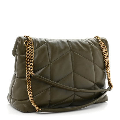 Saint Laurent Lambskin Quilted Medium Loulou Puffer Monogram Chain Satchel Seaweed 3 of 14