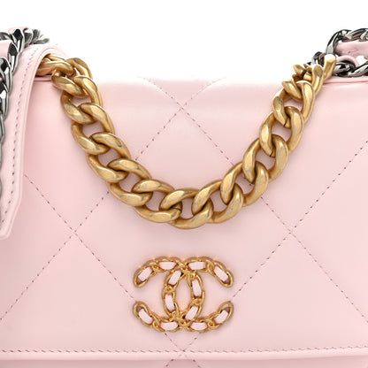 Chanel Lambskin Quilted Chanel 19 Wallet On Chain WOC Light Pink 8 of 12