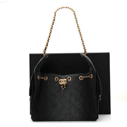 Chanel Washed Denim Quilted Small Chanel 25 Handbag Black 21 of 21