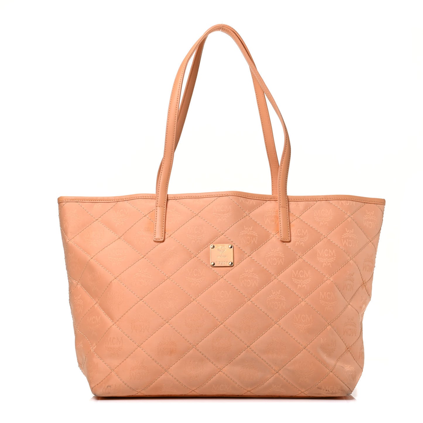 Nylon Monogram Quilted Shopper Tote Peach