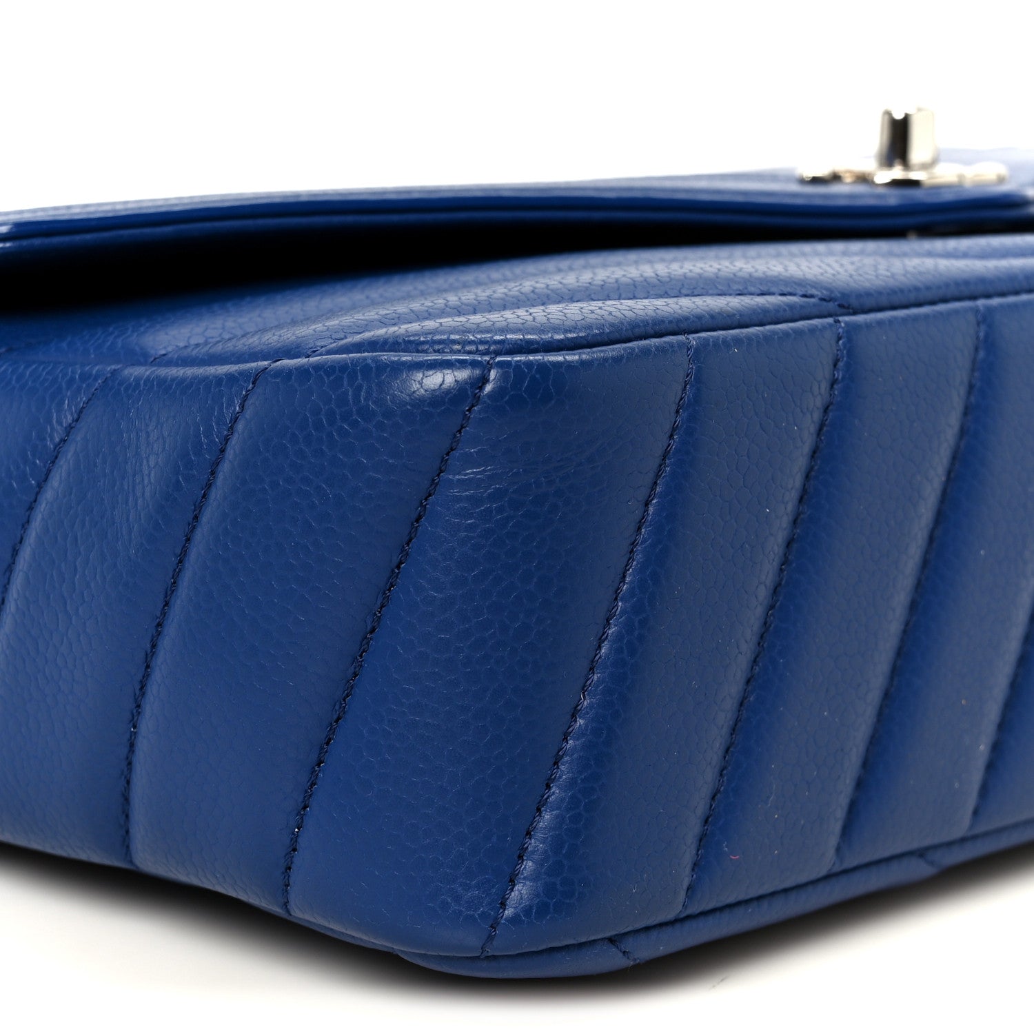Chanel Caviar Chevron Quilted Single Flap Blue 10 of 11